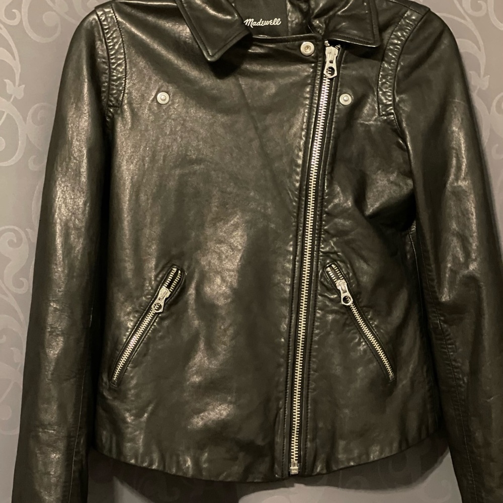 MADEWELL Washed Leather Motorcycle Jacket NWOT - Picture 6 of 15